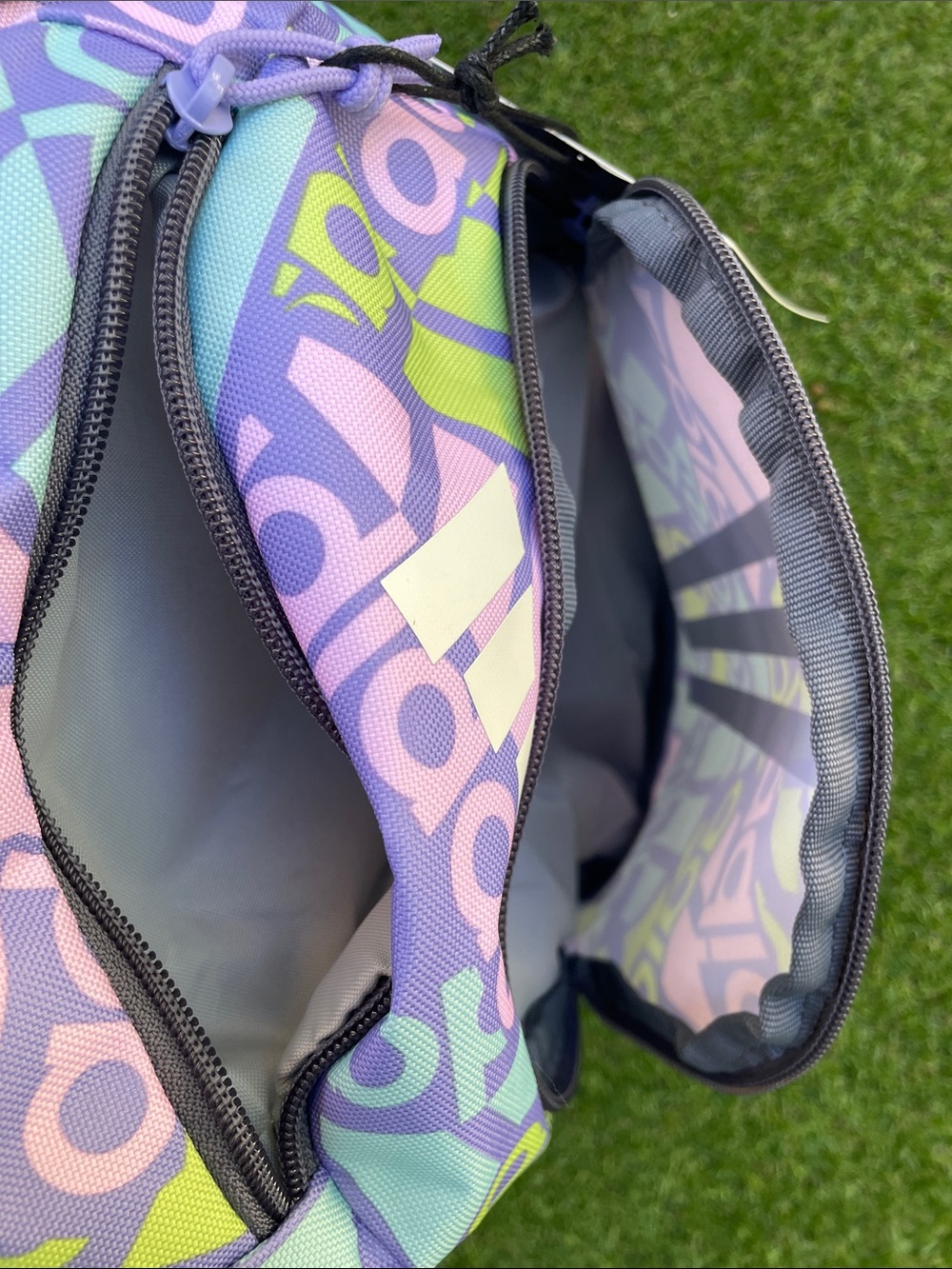 adidas Multicolor Logo Backpack in Purple, Mint & Lime - Picture 10 of 16